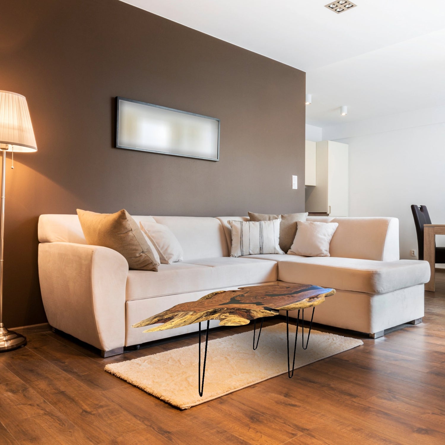 A production image of the Black Epoxy Walnut Coffee Table, curtesy of Hold Fast Milling & Design.