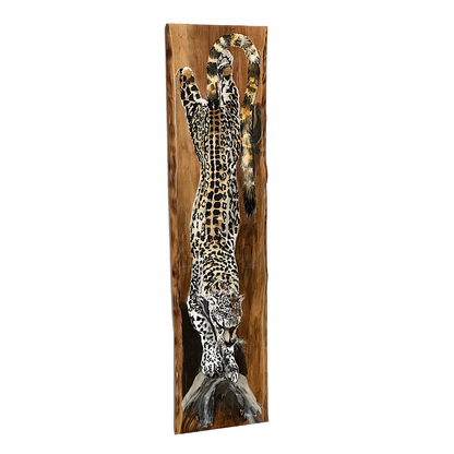 Leopard Painting by Brenda H. on Sweet Gum Image 1