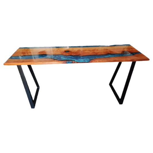 Rectangle Sofa Table| Epoxy Resin & Wood| Metal Legs