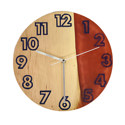 Epoxy Clock Dark Orange and Navy