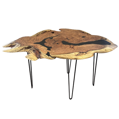 Organic Accent Table in Mesquite and Black Epoxy Image 3