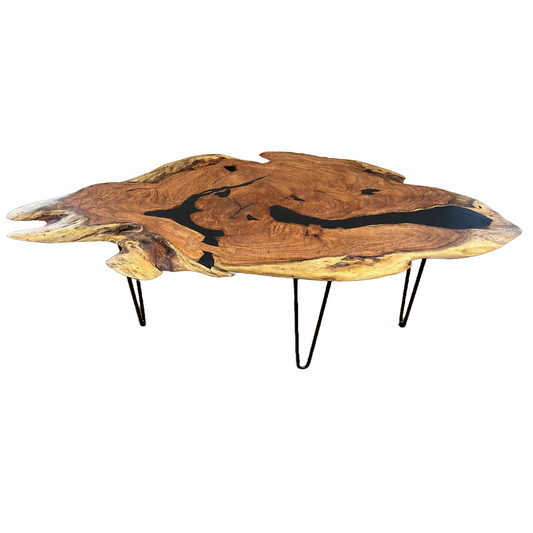 Organic Accent Table in Mesquite and Black Epoxy Image 1