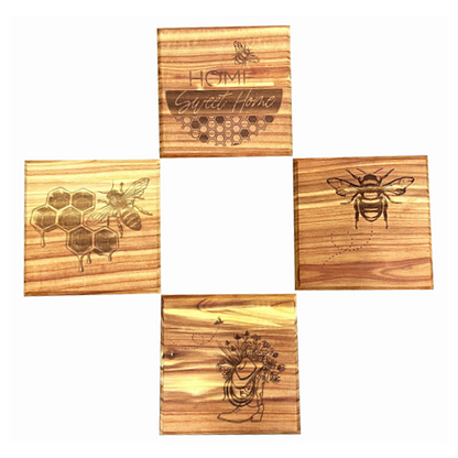 Cedar Bumblebee Coaster Set of 4 Image 1