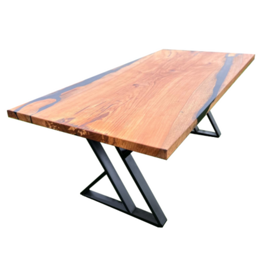 Hold Fast Pecan Table with Black Epoxy Image 1