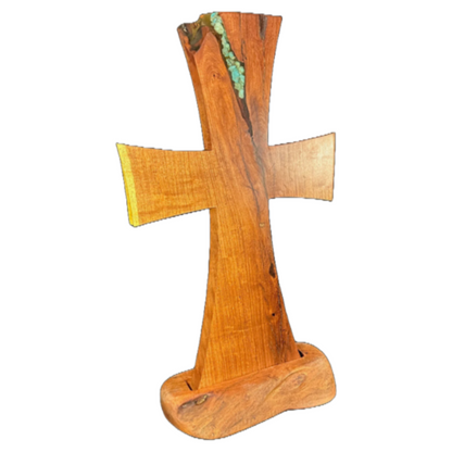 XL Mesquite Cross with Turquoise Inlay Image 2