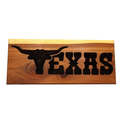 "Texas"| Laser Engraved| Cedar Sign