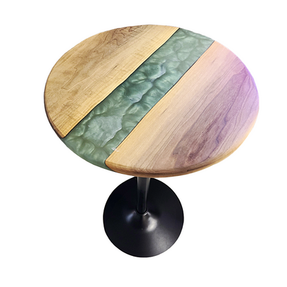 Olive Green Bistro Table with 360 Swivel, Top View